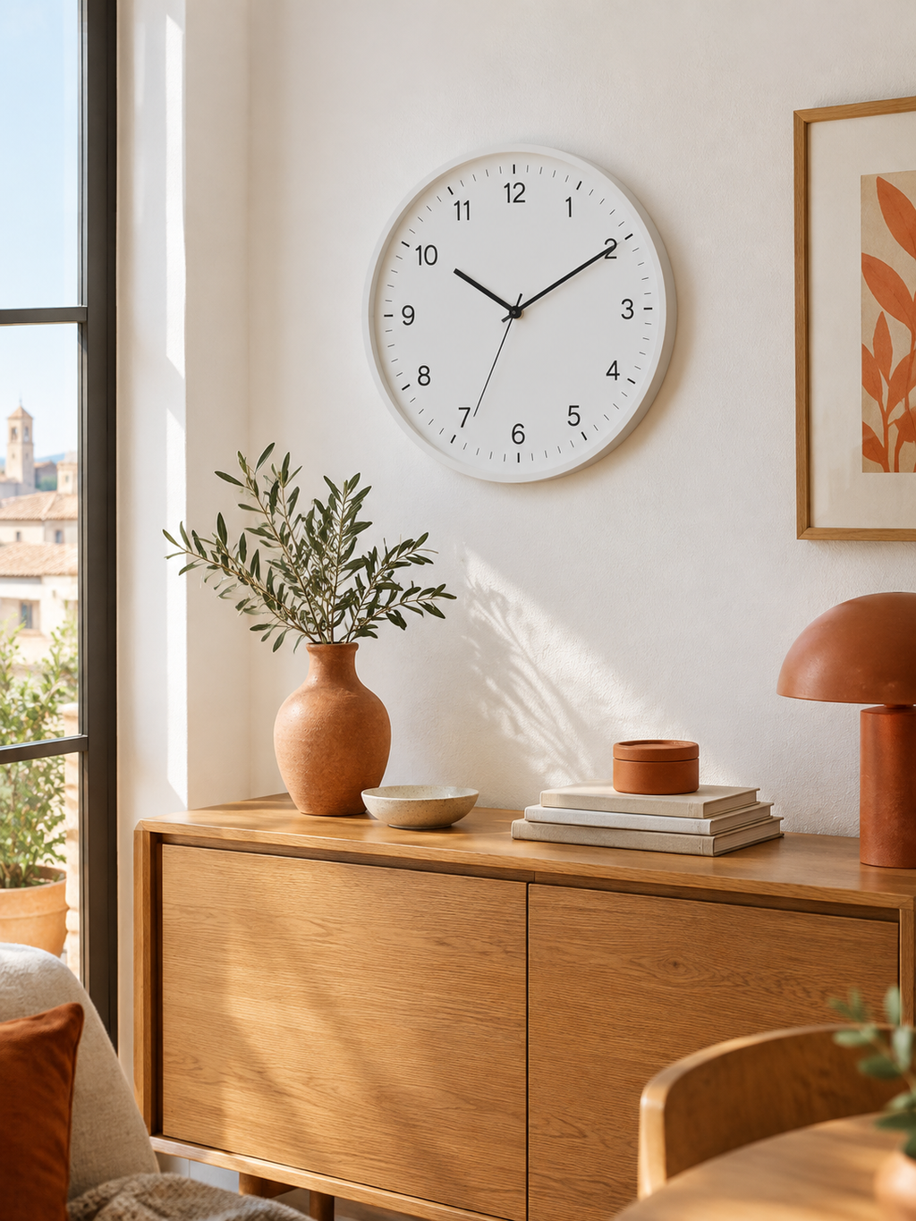 Reloj de Pared Industrial Blanco en ambiente - MADRITERA