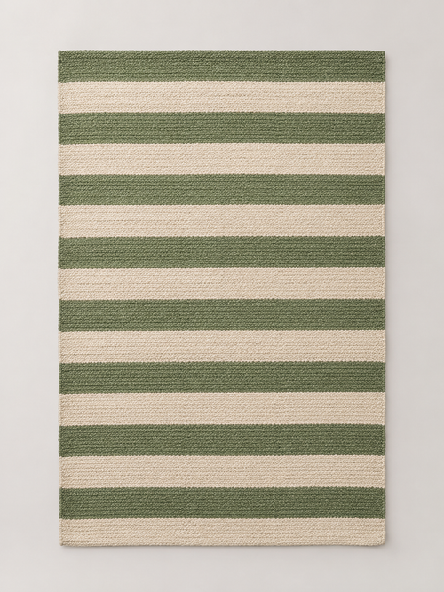 Alfombra de Algodón Rayas Verde y Crudo - MADRITERA