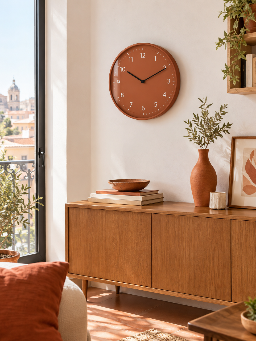 Reloj de Pared Terracota en ambiente - MADRITERA