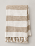 Manta de Algodón Rayas Beige y Blanco - MADRITERA