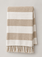 Manta de Algodón Rayas Beige y Blanco - MADRITERA