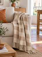 Manta de Algodón Cuadros Beige en ambiente - MADRITERA