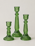 Portavelas de Cristal Set de 3 Verde - MADRITERA