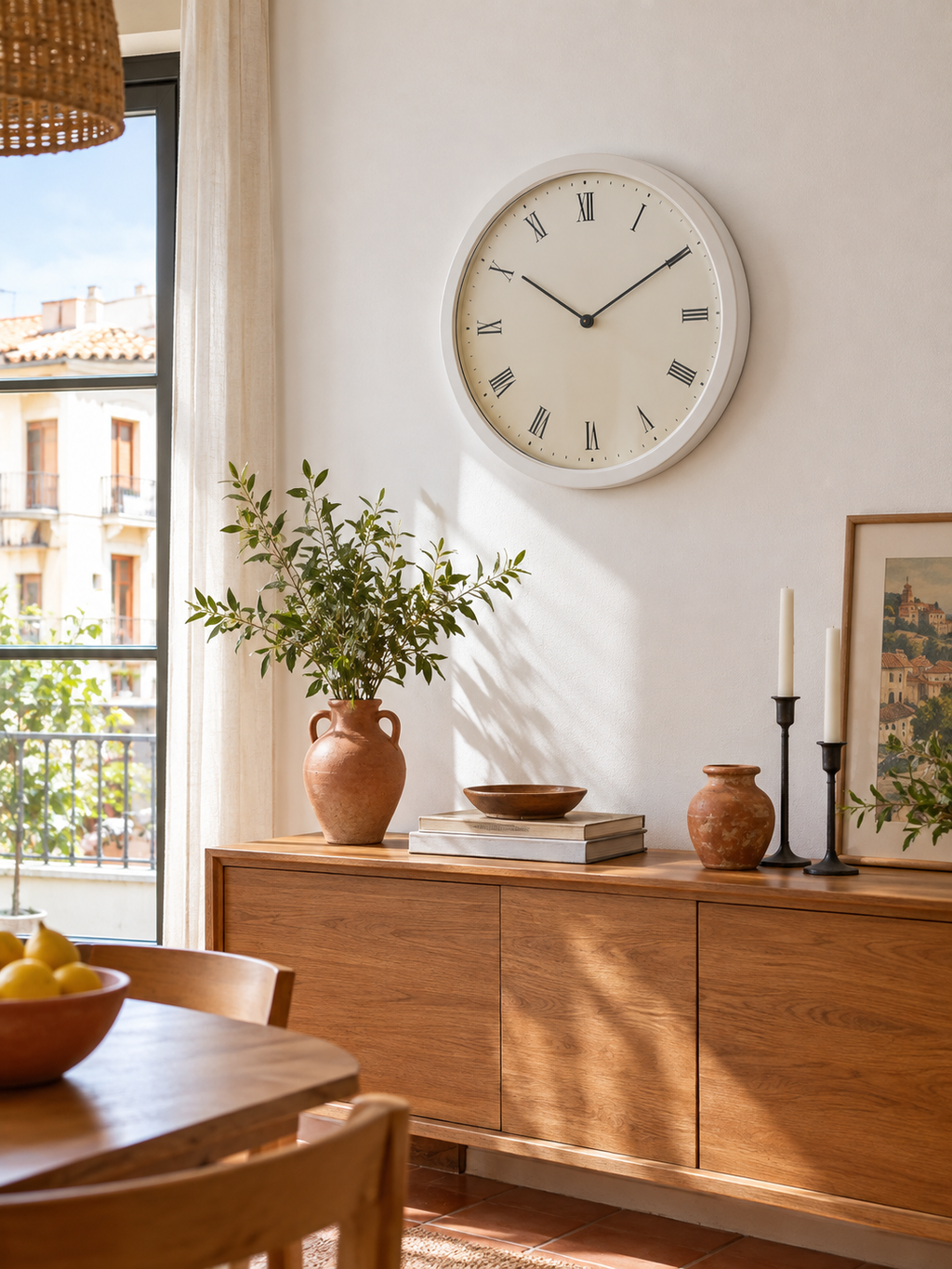 Reloj de Pared Números Romanos Blanco en ambiente - MADRITERA