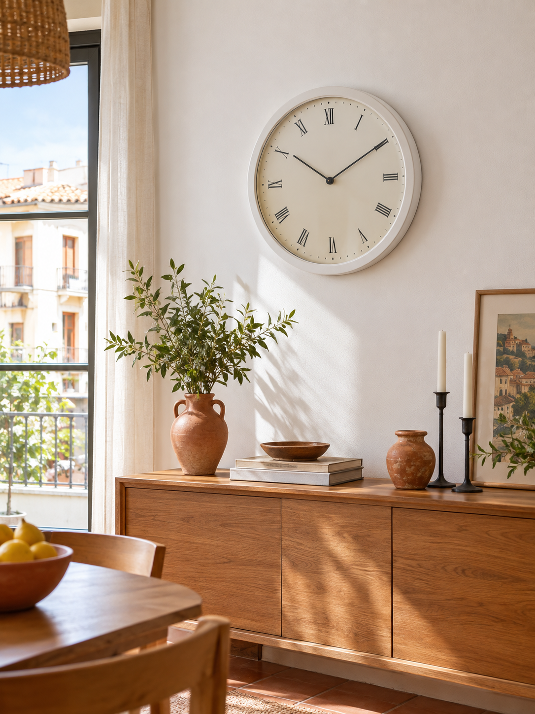 Reloj de Pared Números Romanos Blanco en ambiente - MADRITERA