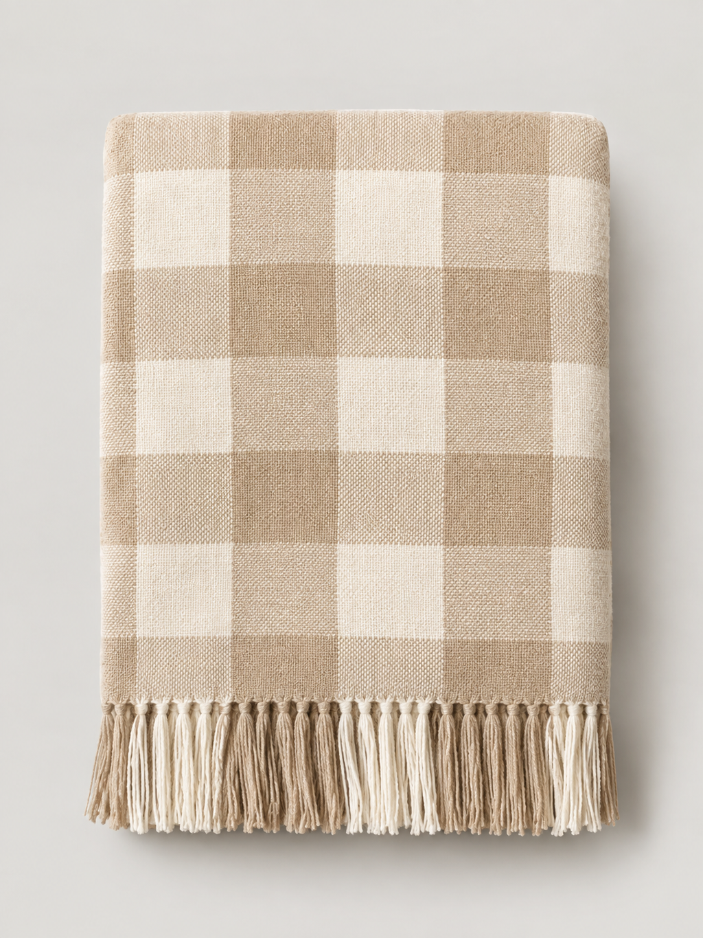 Manta de Algodón Cuadros Beige - MADRITERA