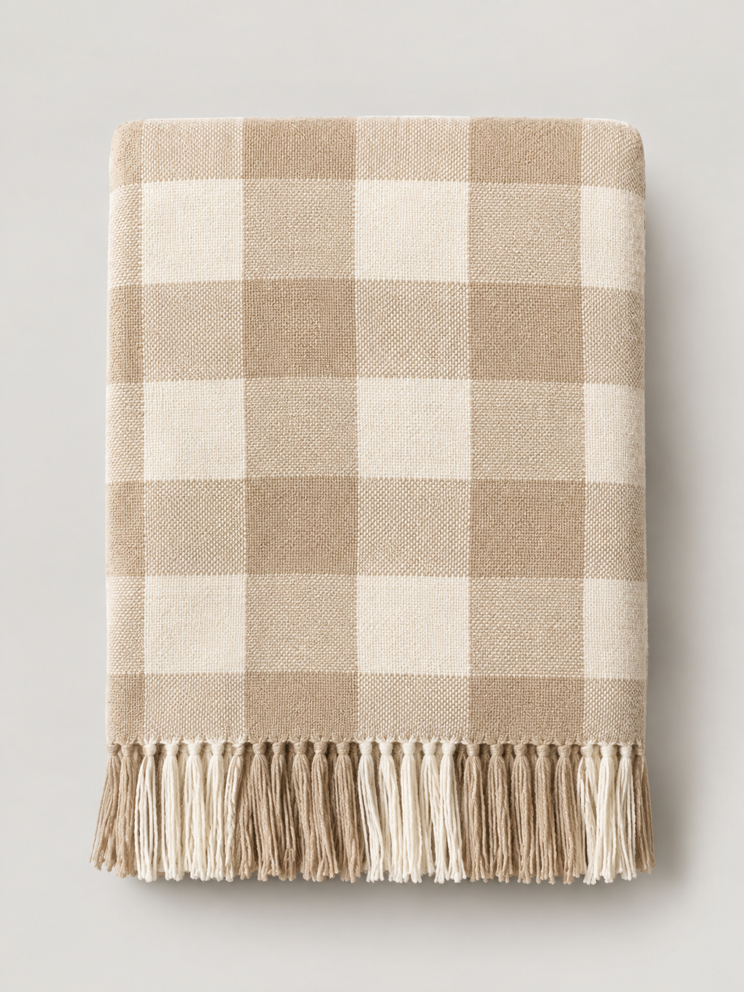 Manta de Algodón Cuadros Beige - MADRITERA