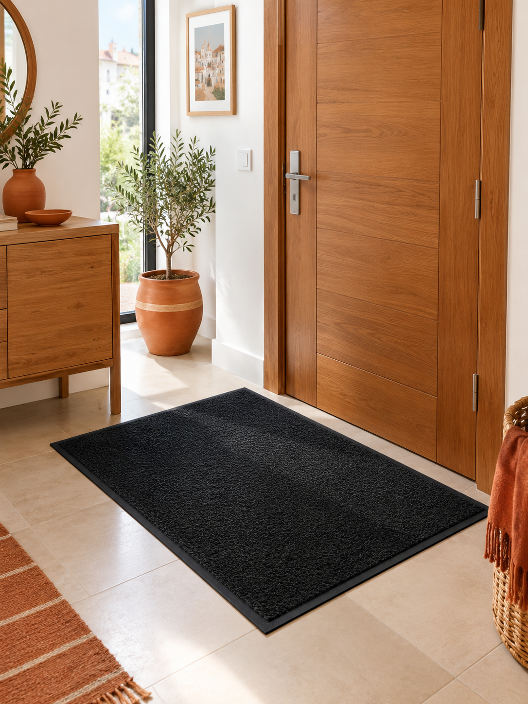 Felpudo XL Doble Puerta Negro en ambiente - MADRITERA