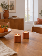 Portavelas de Cerámica Terracota Set de 2 en ambiente - MADRITERA