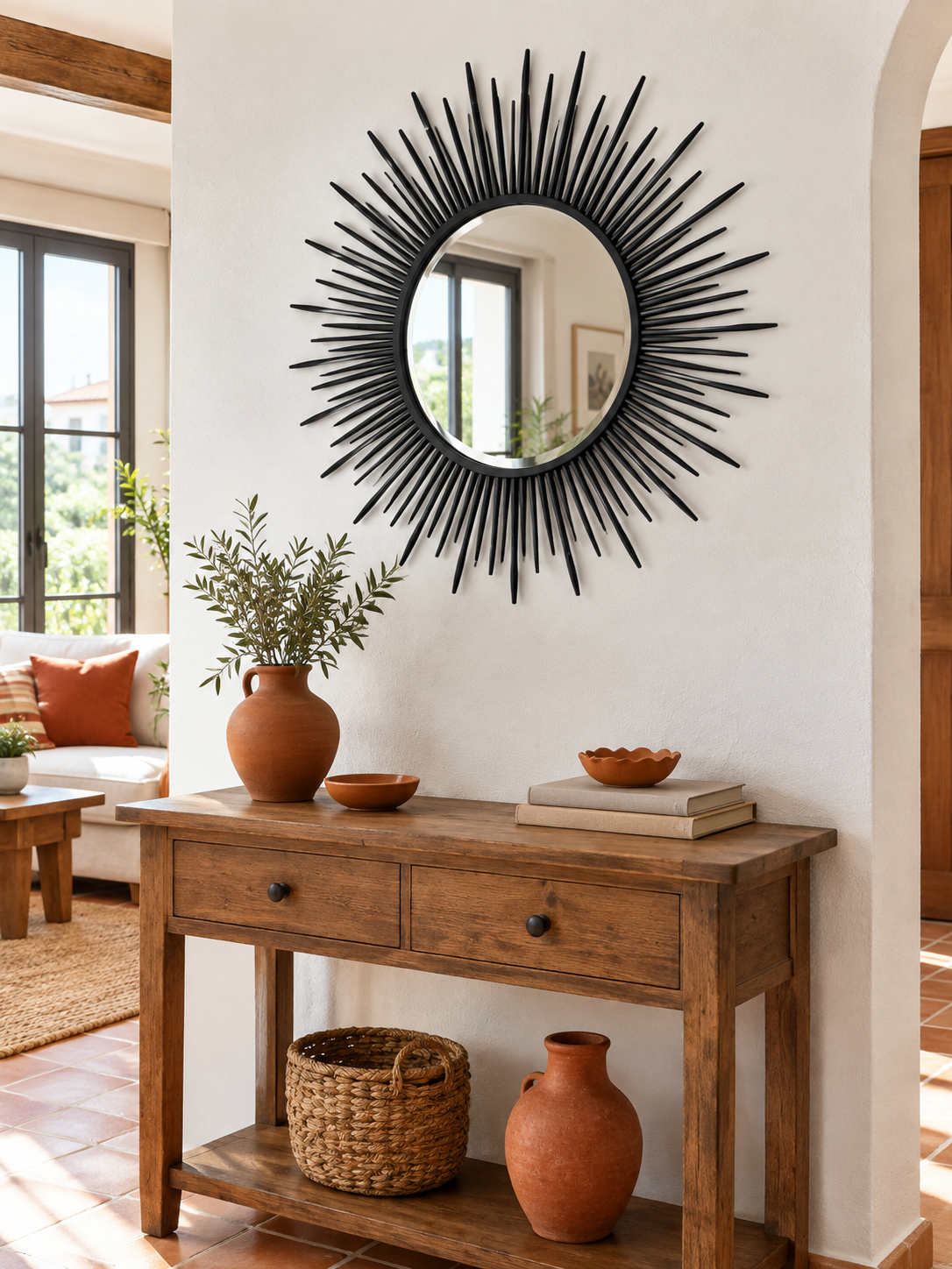 Espejo de Pared Sol Negro en ambiente - MADRITERA