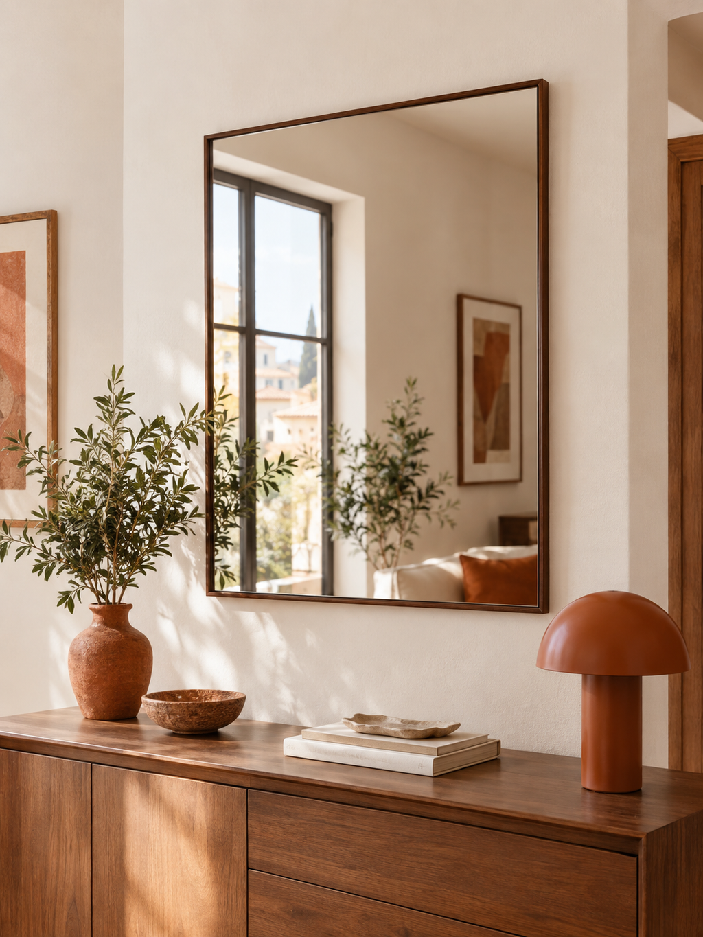 Espejo de Pared Rectangular Nogal en ambiente - MADRITERA
