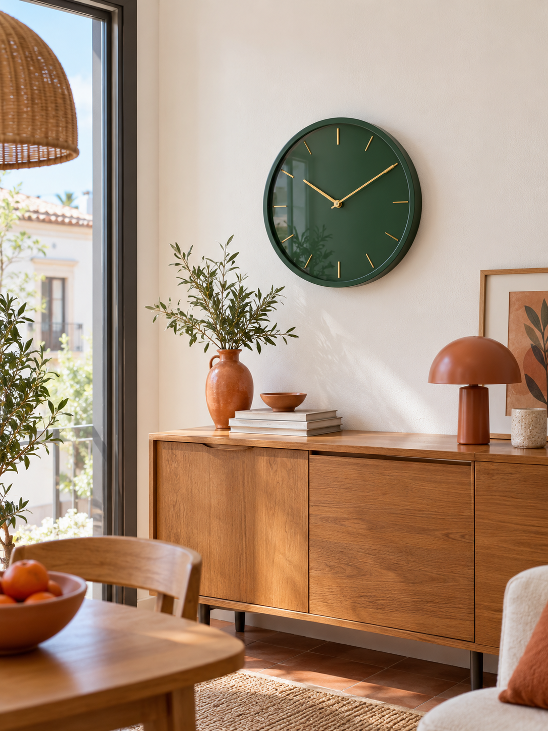 Reloj de Pared Verde Oscuro en ambiente - MADRITERA