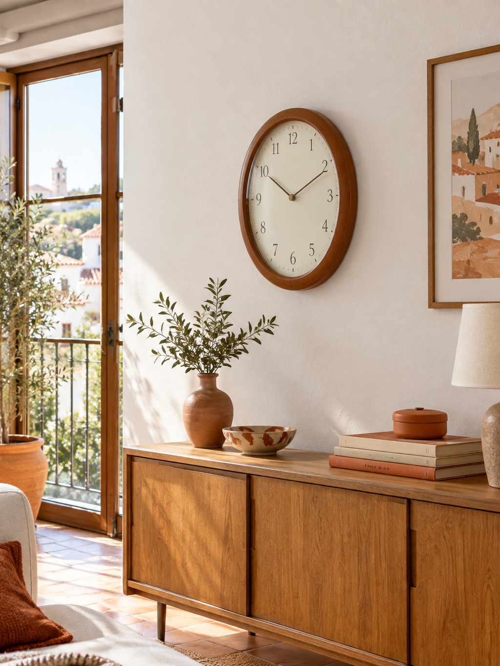 Reloj de Pared Ovalado Madera en ambiente - MADRITERA