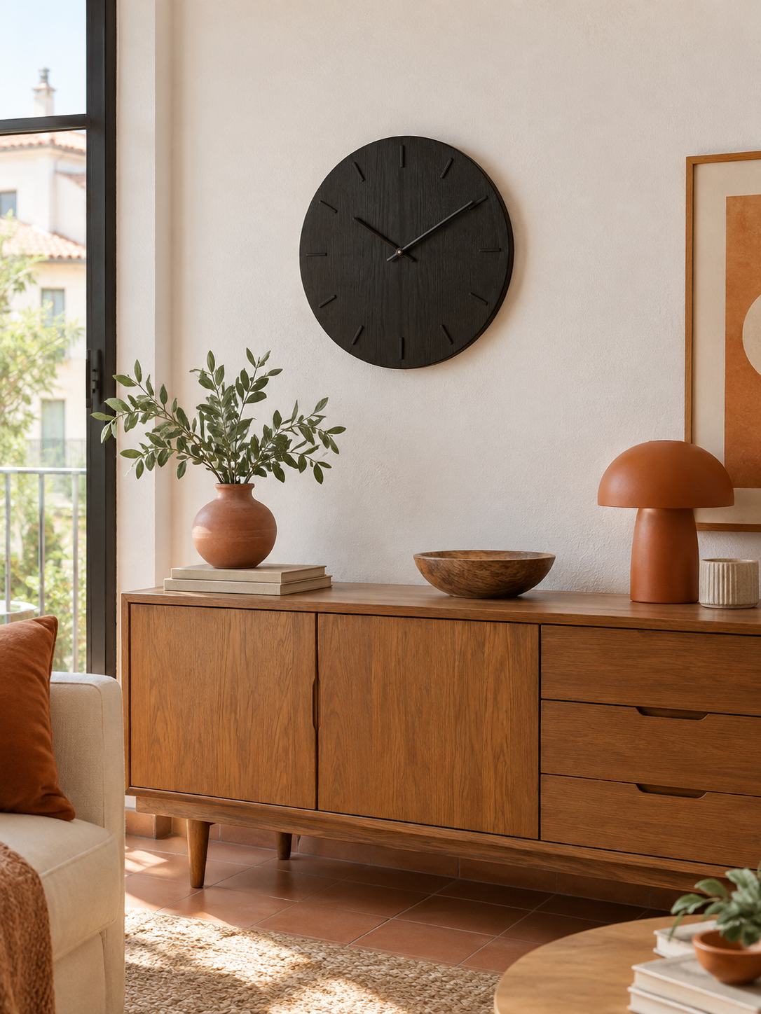 Reloj de Pared de Madera Negro en ambiente - MADRITERA