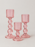 Portavelas de Cristal Set de 3 Rosa - MADRITERA