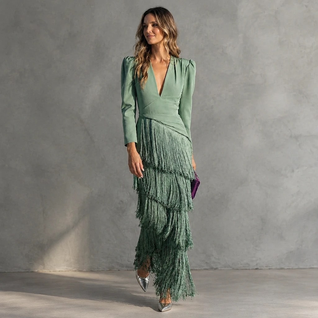 Flarén – Vestido Elegante con Flecos