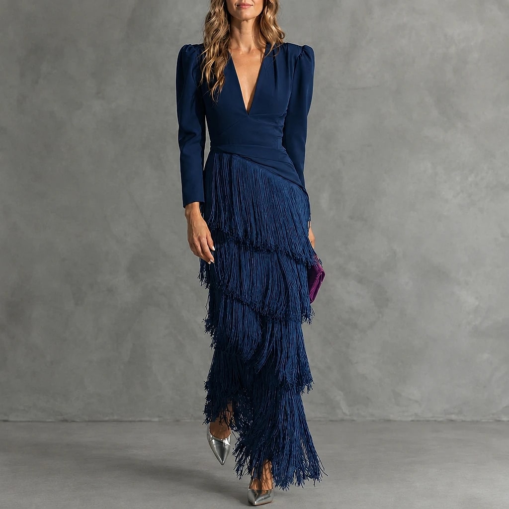 Flarén – Vestido Elegante con Flecos