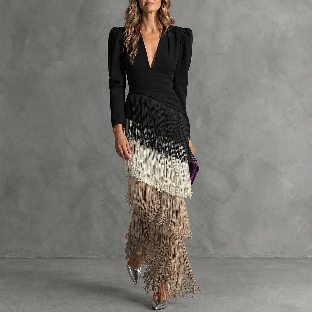 Flarén – Vestido Elegante con Flecos