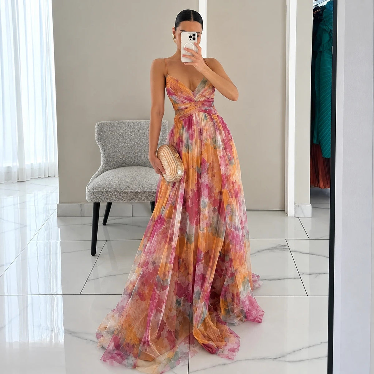 Floravia – Vestido Maxi Floral Elegante