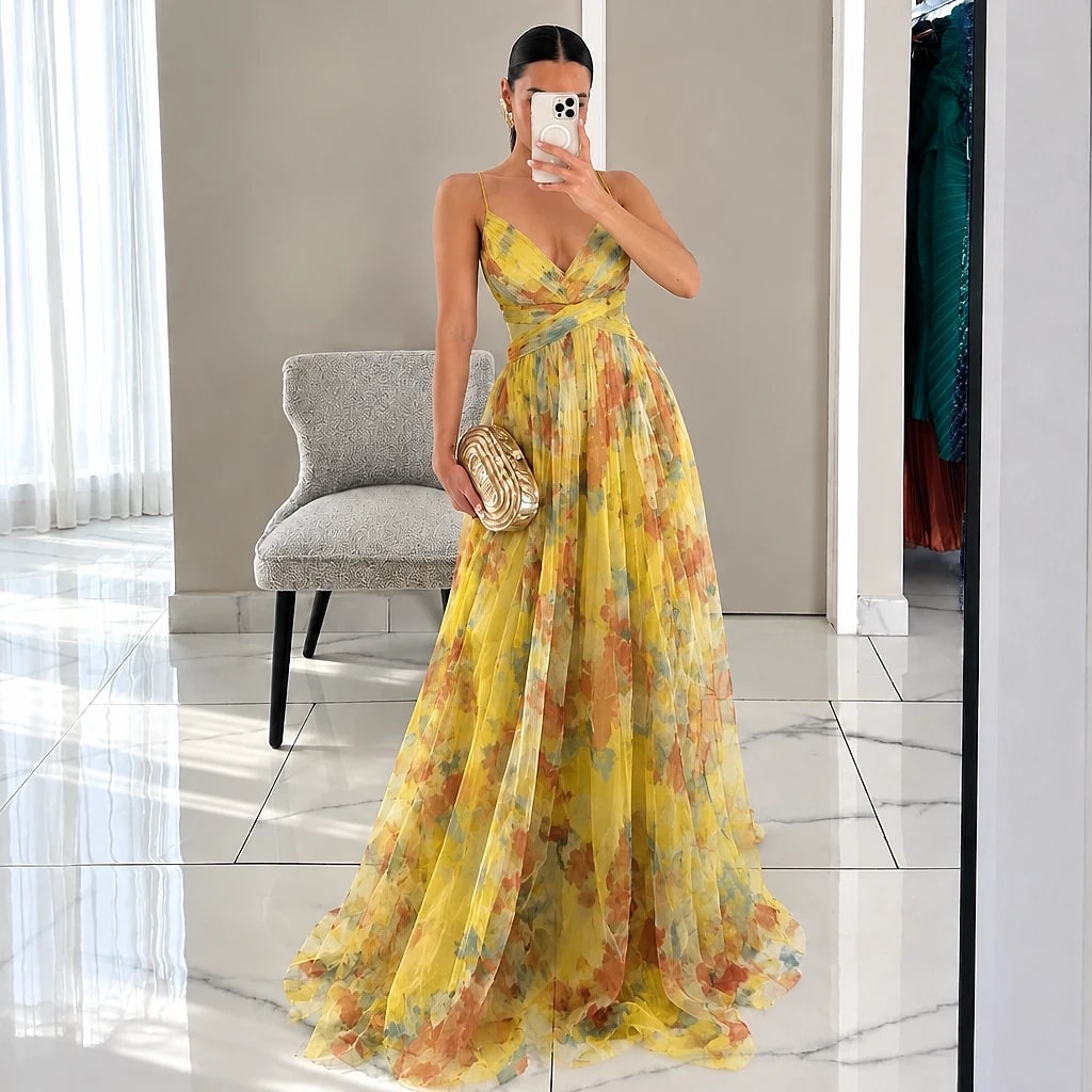 Floravia – Vestido Maxi Floral Elegante