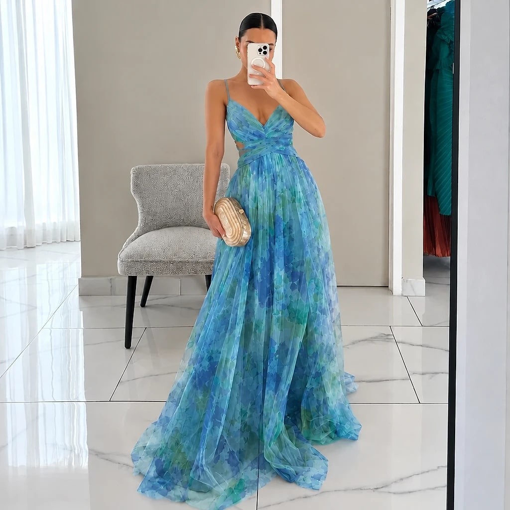 Floravia – Vestido Maxi Floral Elegante