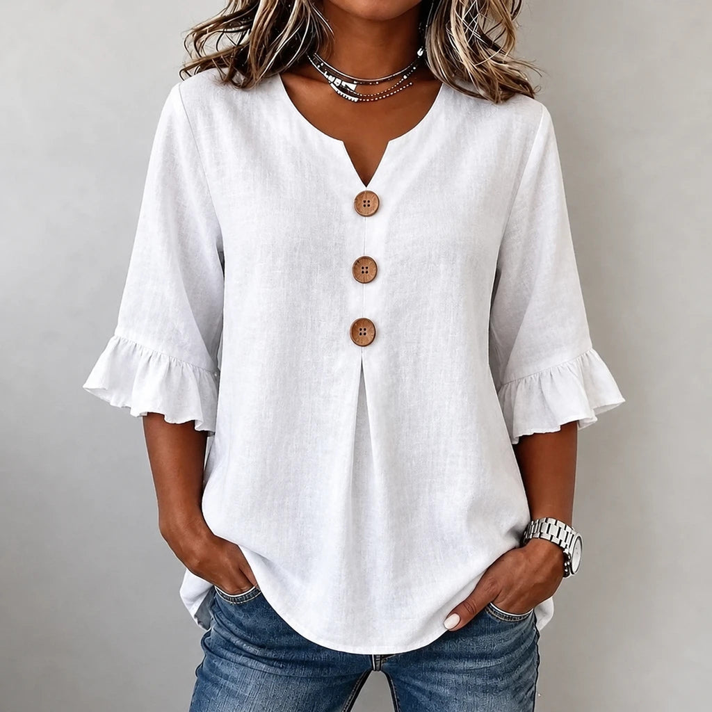 Floreva – Camisa Fluida Cuello V