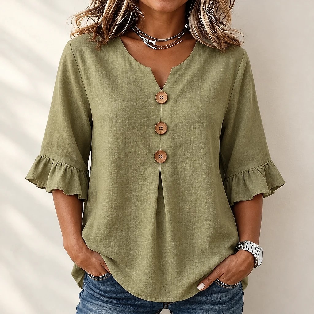 Floreva – Camisa Fluida Cuello V
