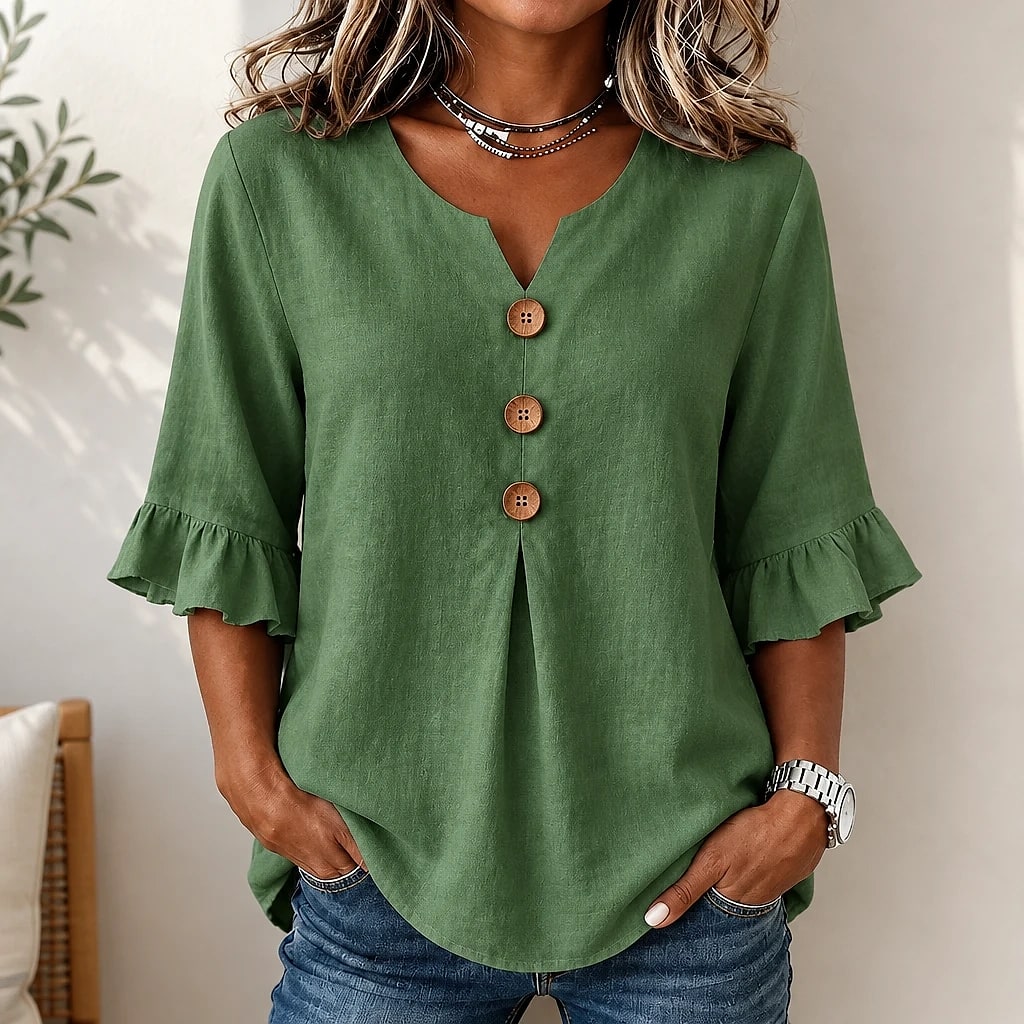 Floreva – Camisa Fluida Cuello V