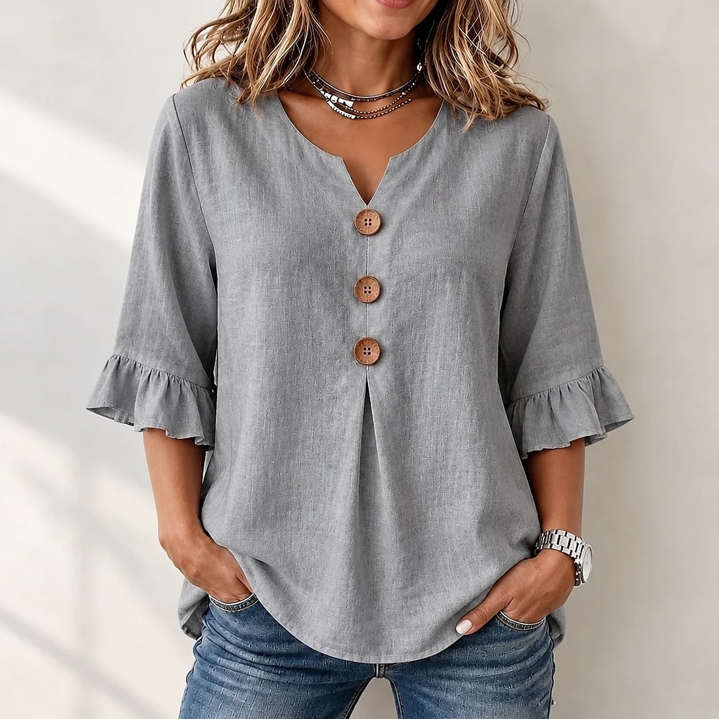 Floreva – Camisa Fluida Cuello V