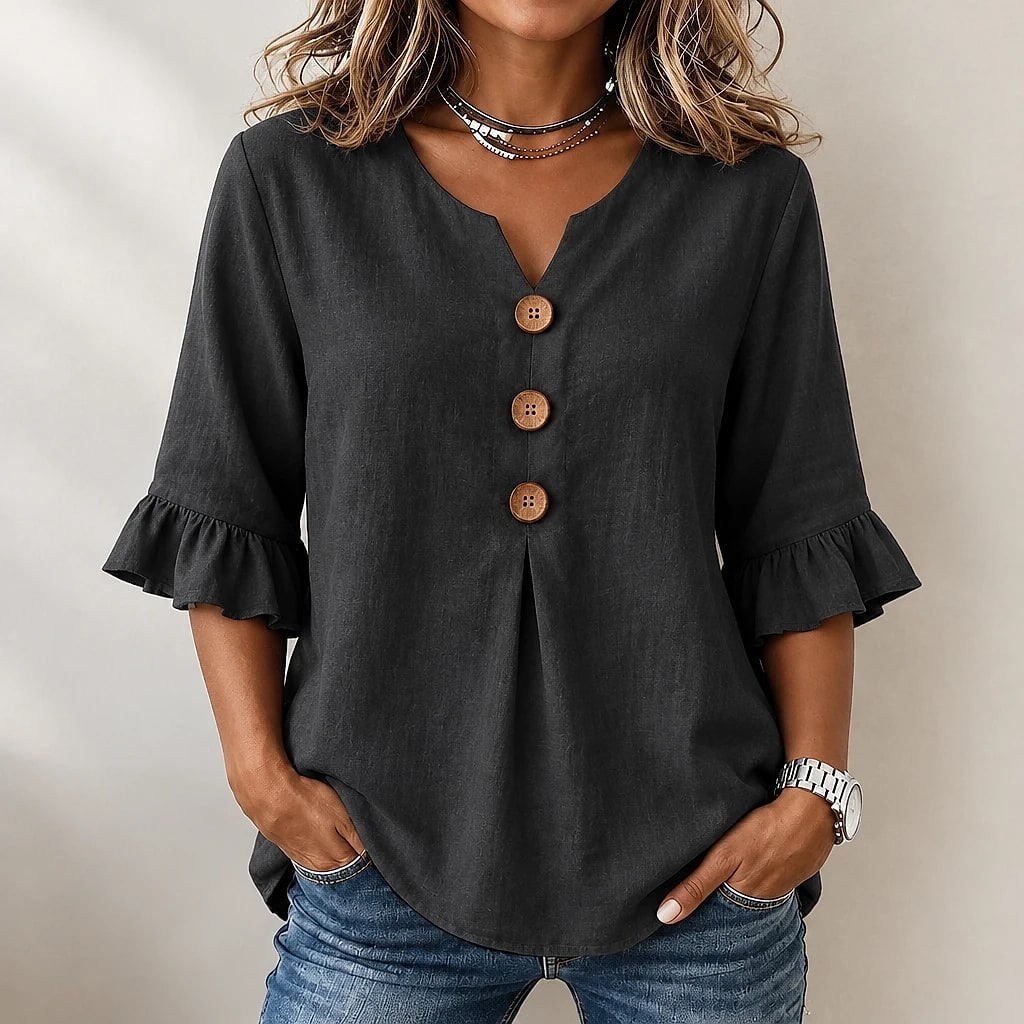 Floreva – Camisa Fluida Cuello V