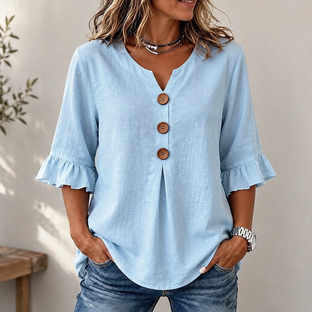Floreva – Camisa Fluida Cuello V