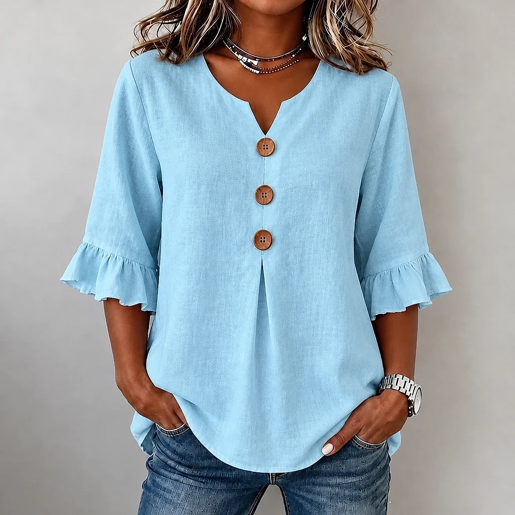 Floreva – Camisa Fluida Cuello V