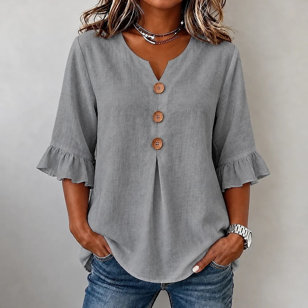 Floreva – Camisa Fluida Cuello V