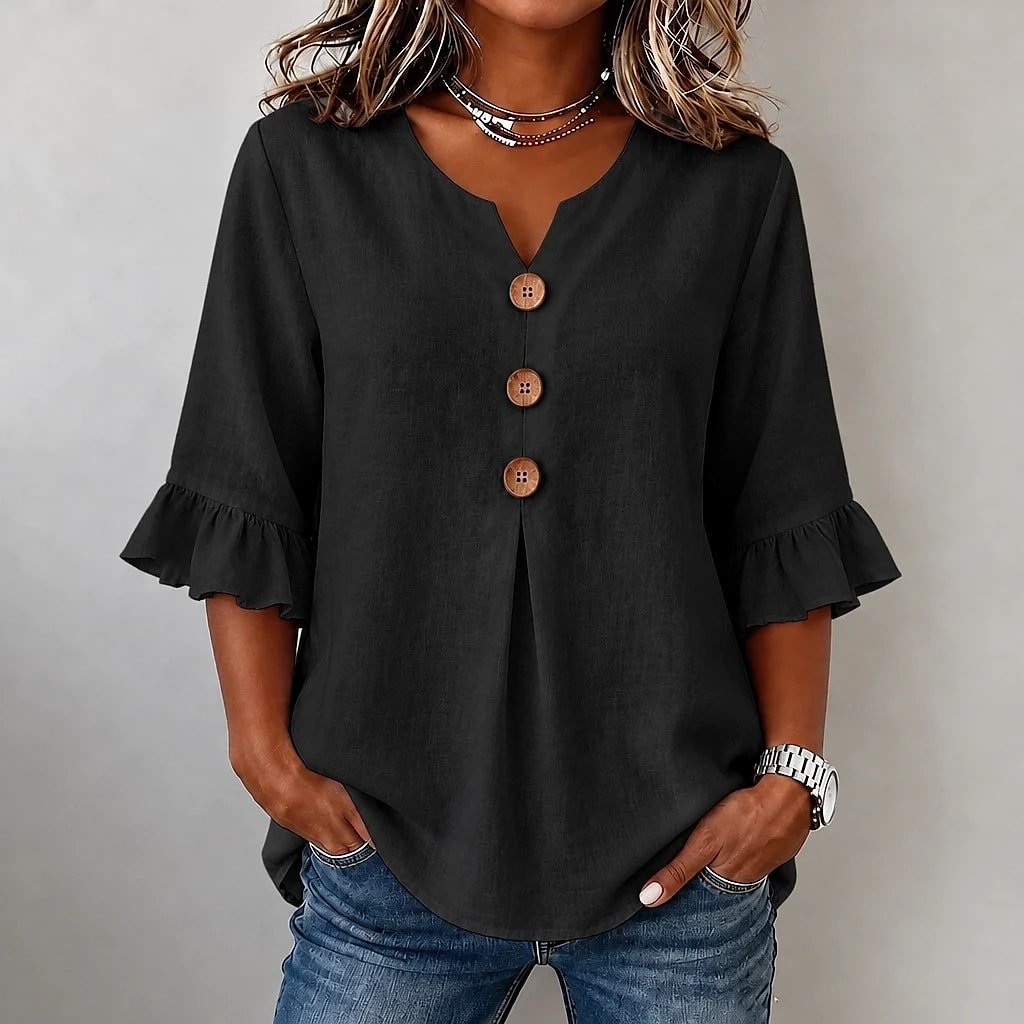 Floreva – Camisa Fluida Cuello V