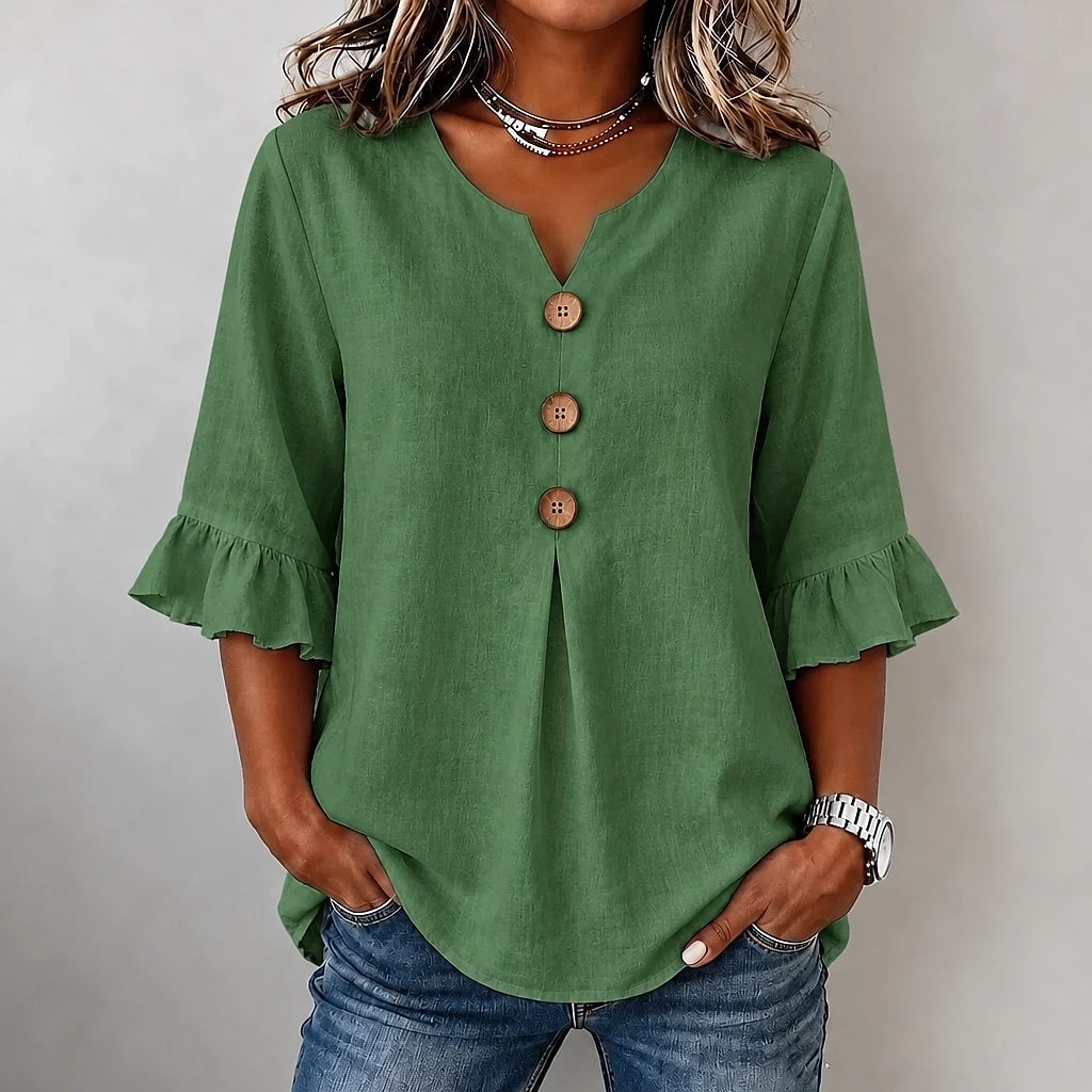 Floreva – Camisa Fluida Cuello V
