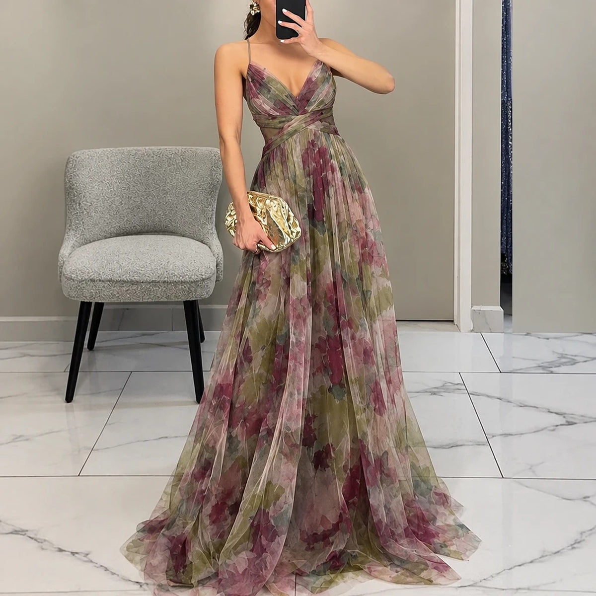 Floreva – Vestido Largo Floral Elegante