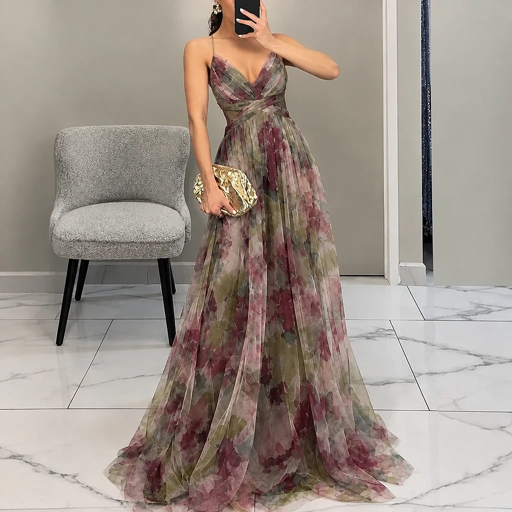 Floreva – Vestido Largo Floral Elegante