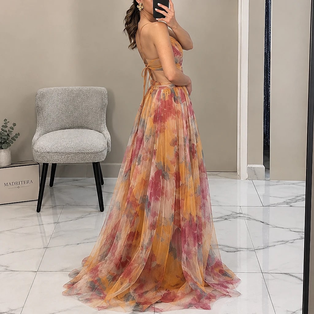 Floreva – Vestido Largo Floral Elegante