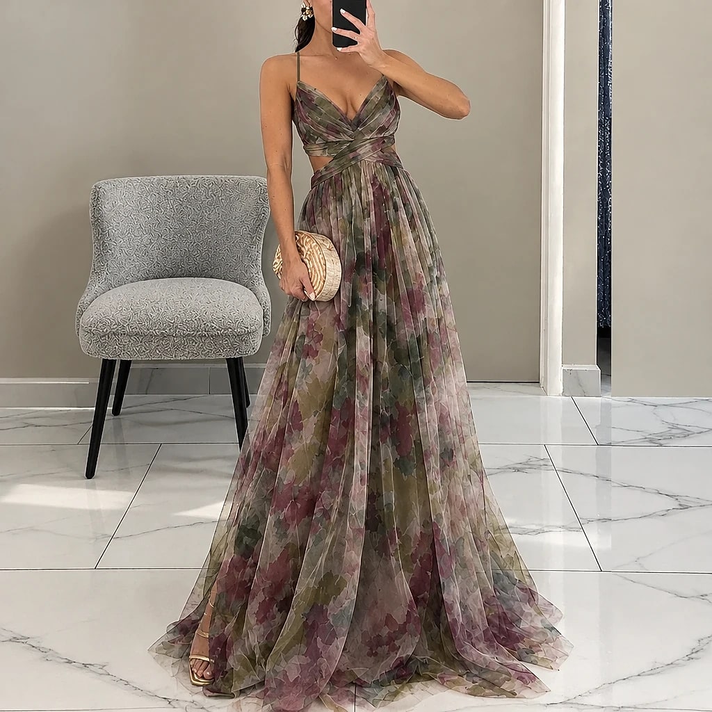 Floreva – Vestido Largo Floral Elegante