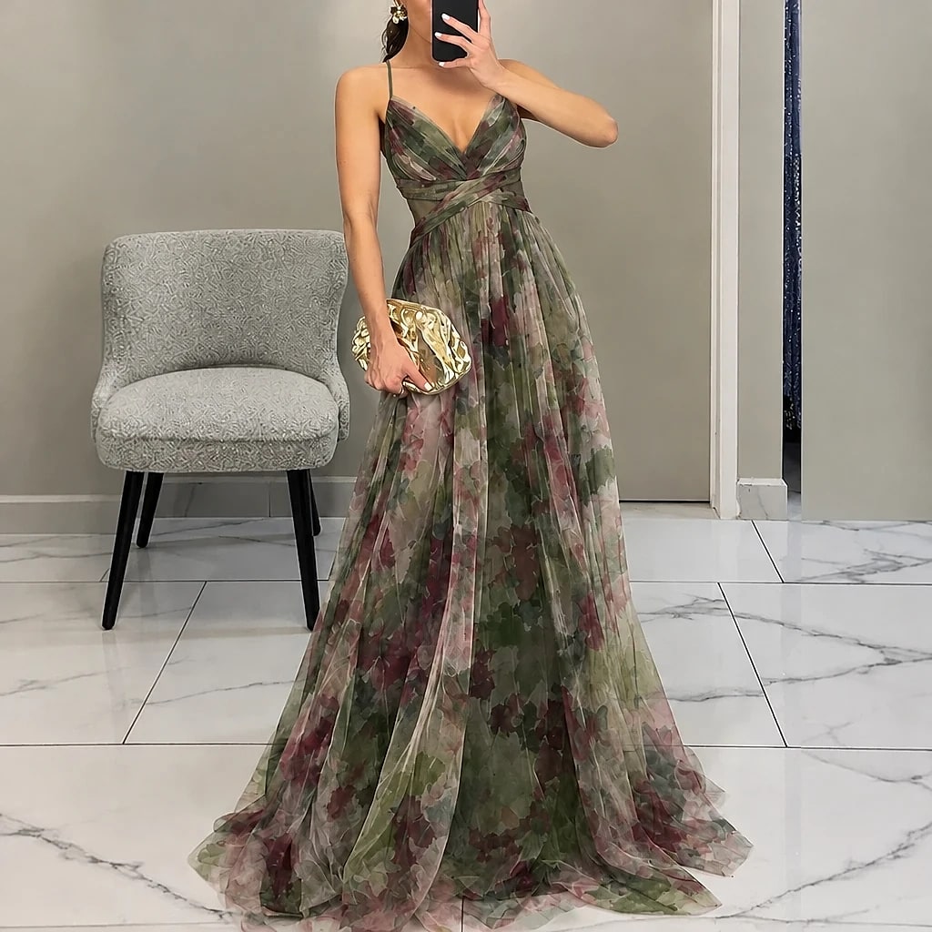 Floreva – Vestido Largo Floral Elegante