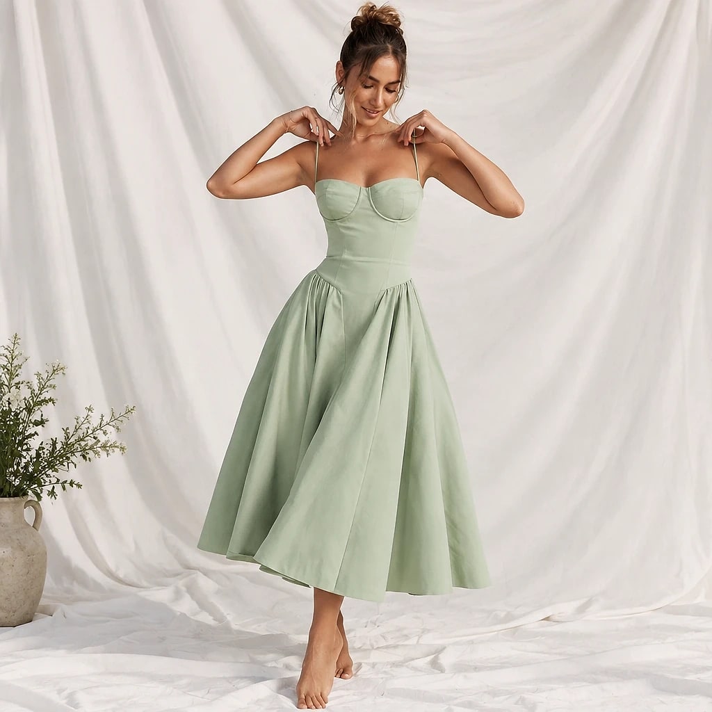 Floreva – Vestido Midi Corsé