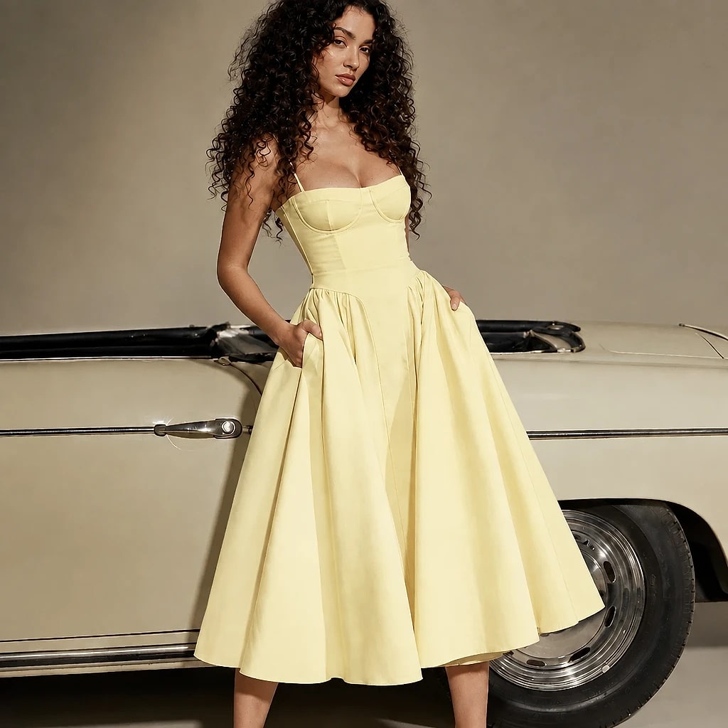 Floreva – Vestido Midi Corsé