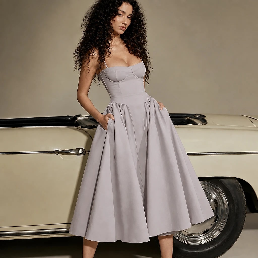 Floreva – Vestido Midi Corsé
