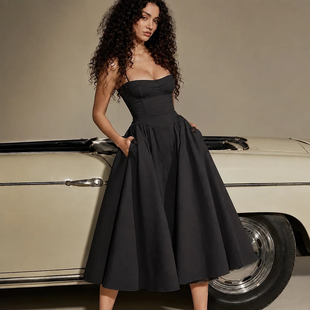 Floreva – Vestido Midi Corsé