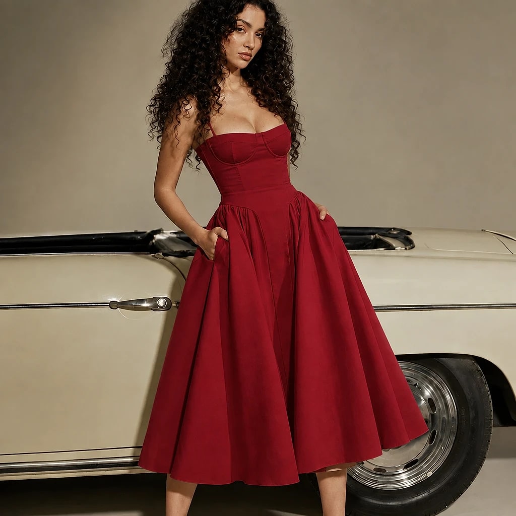 Floreva – Vestido Midi Corsé