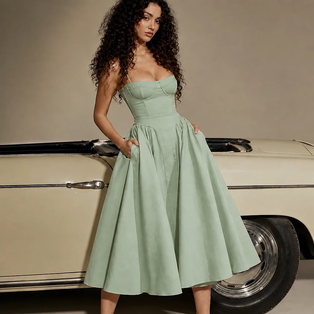 Floreva – Vestido Midi Corsé