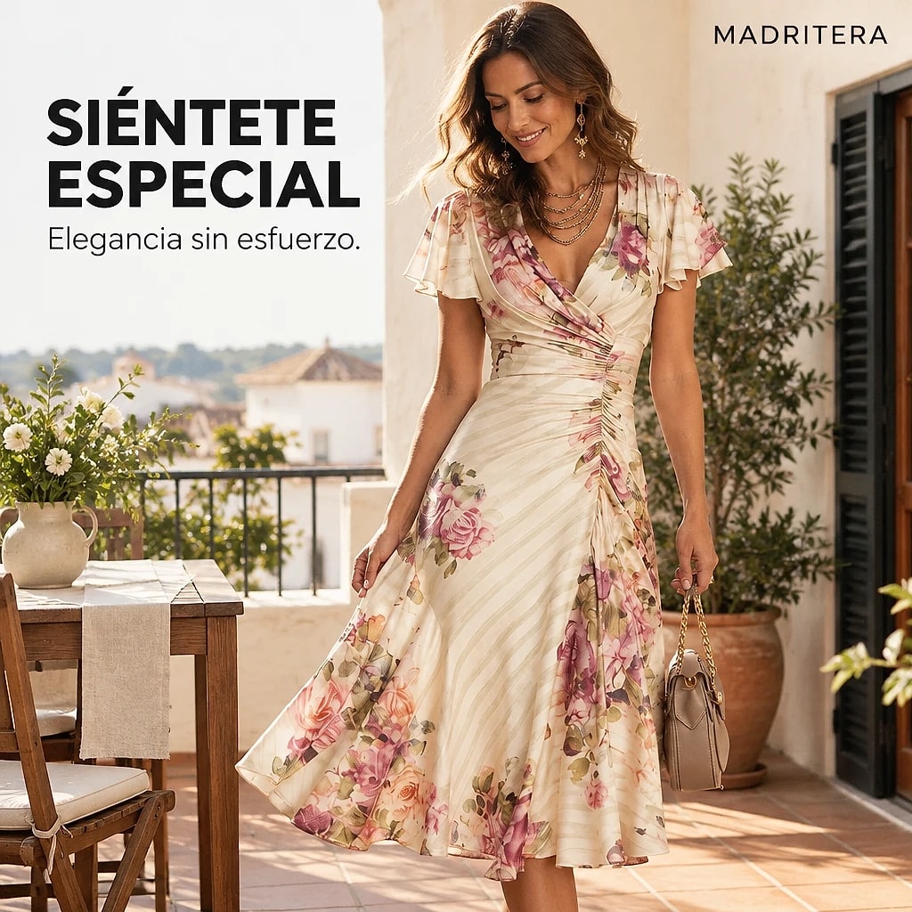 Floreva – Vestido Midi Satén Floral
