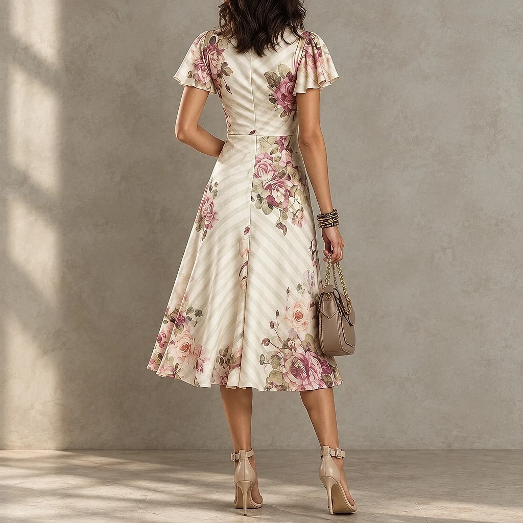 Floreva – Vestido Midi Satén Floral