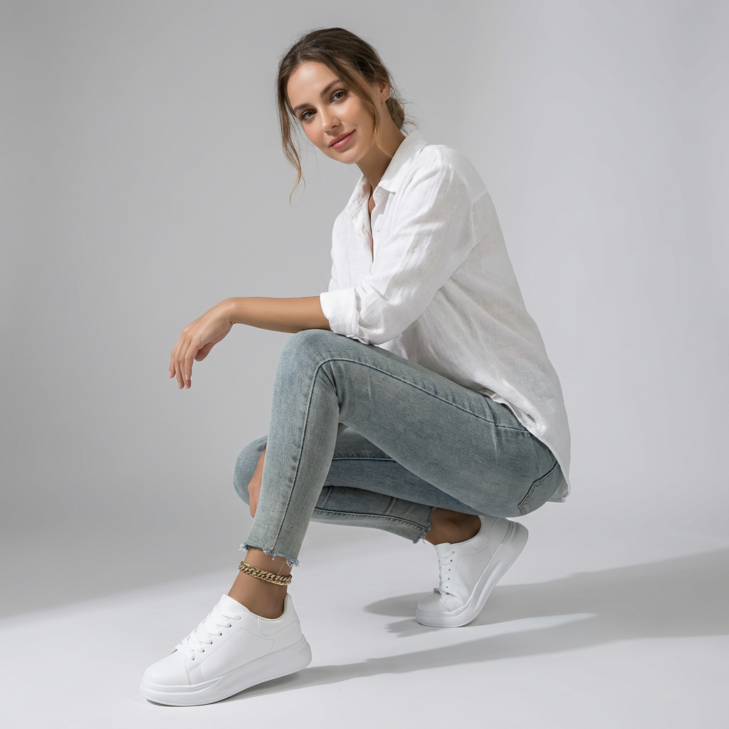 Zapatillas blancas mujer de piel, ligeras y cómodas para el día a día