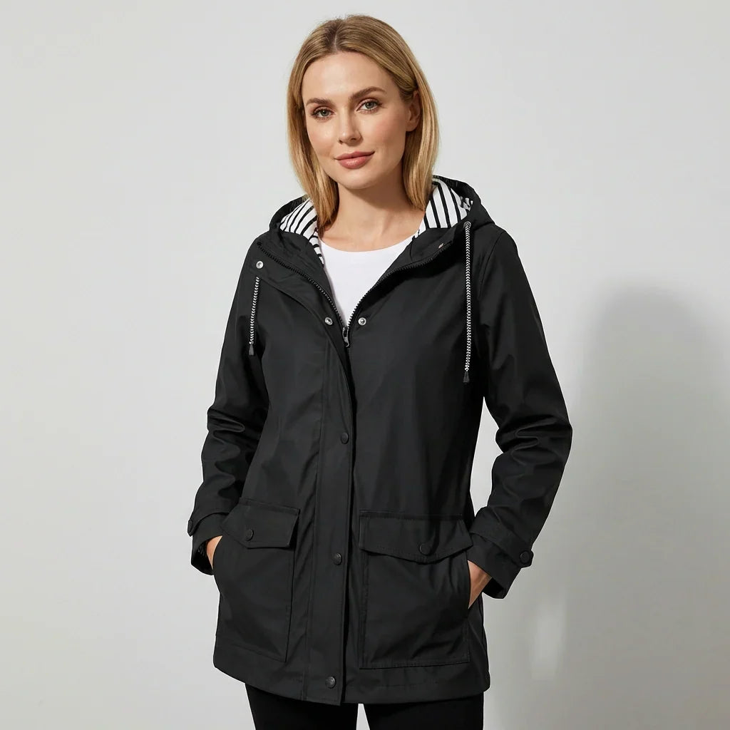Chaqueta impermeable mujer cortavientos con capucha ajustable